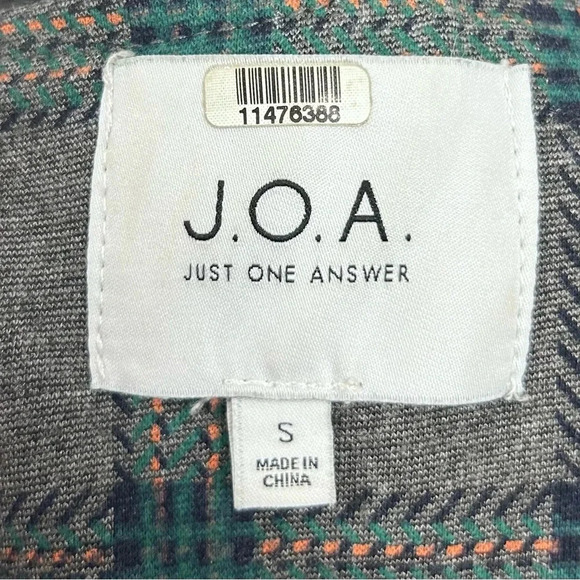 J.O.A. Roseanna Grey/Teal Plaid Flounce Sleeve Mini Short Dress Twee Ruffles - Picture 10 of 13